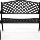 VINGLI 40.5" Patio Garden Bench,Anti- Rust Cast Iron Cast Aluminum Frame for Outdoor Path Yard Lawn Work Entryway Decor Deck (Black)