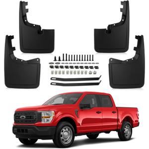 PSLER Fit for F-150 F150 2021 2022 2023 2024 2025 (Without Mudguard Flares) Mud Flaps Set of 4PCS Mud Guard Kit Splash Guards Mudguards Mudflaps with Hardware Kits Accessory Front and Rear Accessories