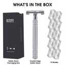 Keropy Double Edge Safety Razor, Single Blade razor for Men & Women, Shaving Razor with 10 Razor Blade, Metal Razor - Silver