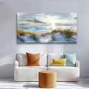 Lapremoly Framed Wall Art - Large Ocean Beach Wall Decor for Living Room, Office, Modern Bedroom - Blue Sea Landscape Pictures - 24"X48"