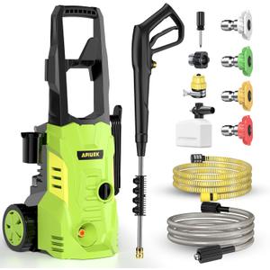 Electric Pressure Washer - GUIFIN Portable Power Washer with Soap-Adjustable Tank, Steel Spray Wand, 4 Pressure Tips, 6.6 FT Inlet & 23 FT Outlet Hose, 3800PSI & 2.4GPM, for Patio/Car/Driveway/Fence