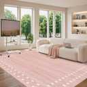OHWPEAT Pink 6x9 Rugs for Living Room, Washable Area Rug for Girls Bedroom