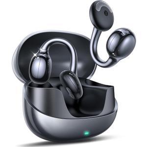 JOYROOM OE3 Clip-On Earbuds, Wireless Open Ear Earbuds Headphones with Auto L-R Recognition, Omni Tap Control, Immersive Sound, and Ultra-Light 4.9g Fit, Comfortable for Workouts and Daily UseBlack