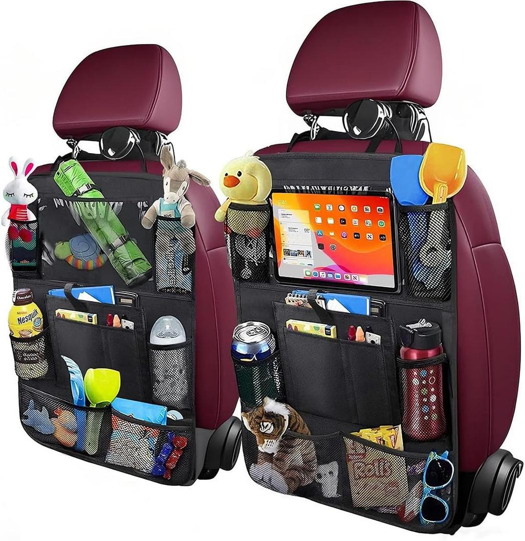 Car Backseat Organizer,10 Storage Pockets &10 Tablet Holder, Waterproof & Durable, Universal Fit for Sedan SUV, Truck, Minivan (2)