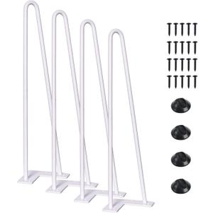 SMARTSTANDARD 16 Inch Heavy Duty Hairpin Furniture Legs, Metal Home DIY Projects for Nightstand, Coffee Table, Desk, etc with Rubber Floor Protectors White 4PCS