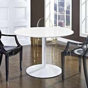 Modway Rostrum Modern 44" Round Top Pedestal Kitchen and Dining Room Table in White