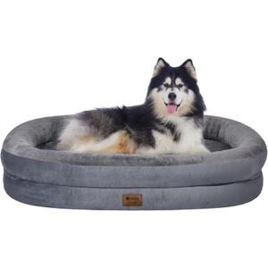 Orthopedic Washable Large Dog Bed: Waterproof Dog Bed with Bolsters - XXL Orthopedic Removable Cover for XXL Large Sized Pet - Non-Slip - Dark Gray