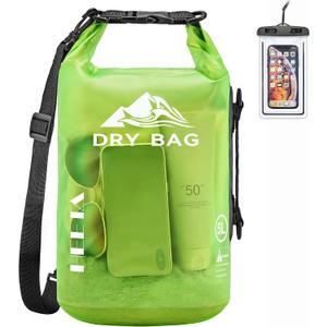 HEETA Dry Bag Waterproof for Women Men, 5L/10L/20L/30L/40L Roll Top Lightweight Dry Storage Bag Backpack with Phone Case for Travel Swimming Boating Kayaking Paddle Board Camping Beach Accessories (Lemon Green)