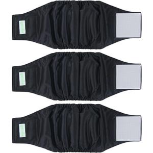 wegreeco Washable Dog Diapers - Washable Male Dog Belly Wrap - Pack of 3 - (Black,Medium)