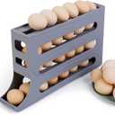 BoxedHome 4 Tiers Egg Holder for Fridge, 2024 New Automatic Scrolling Egg Rack Holder, Space-Saving Egg Dispenser Holder, Large Capacity Eggs Organizer Storage 30 Egg for Fridge, Gray (Grey)