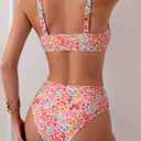 Fanuerg Women's High Waisted Bikini Sets Ditsy Floral Printed Two Piece Swimsuit Adjustable Strap Bathing Suit (XL)
