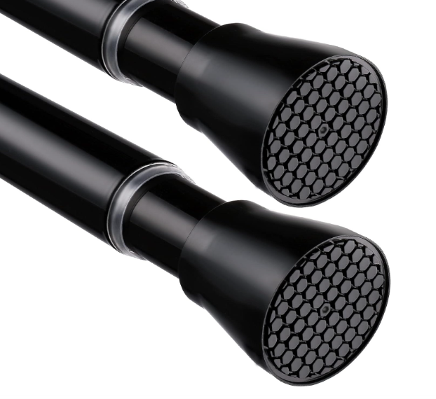 2 Pack Black Tension Curtain Rod for Windows 28 to 48 Inch,7/8"Small Shower Curtain Rod for Bathroom,Pressure Spring Tension Curtain Rod No Drilling for Closet Doorway Kitchen