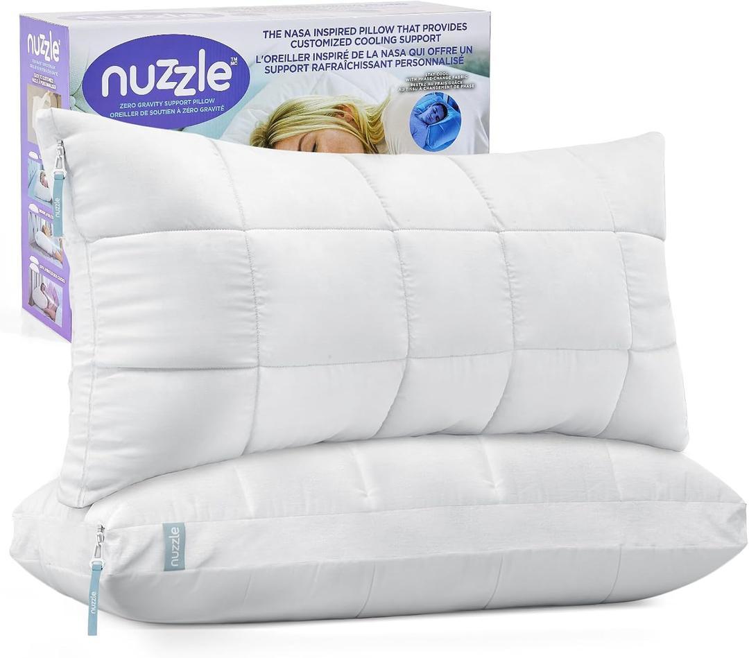 Nuzzle Queen Size Set of 2 Adjustable Firm Pillows – Hotel Luxury Neck Support, Height Adjust Soft Cooling Pillow for Back, Stomach or Side Sleepers-Home Gift