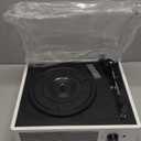 Record Player with Speakers Vintage Belt-Driven Turntable Bluetooth 3 Speed 3 Size Wireless Playback AUX-in RCA Out Headphone LP Vinyl Players Auto Stop Fashion White