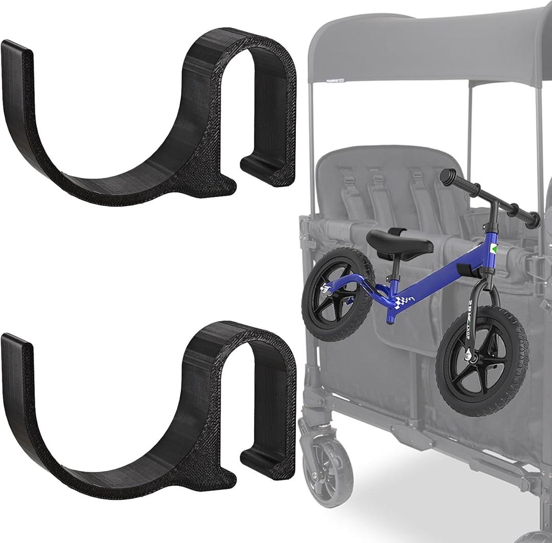2-Pack Bike Hooks Compatible with Wonderfold W1 W2 W4 Wagon - Flexible Detachable Side Rack Hangers - 30 LBS Capacity Bike Accessories (Black)