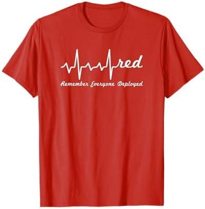 RED Friday Military Remember Everyone Deployed Heartbeat T-Shirt Red, Size XS