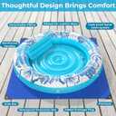 Inflatable Tanning Pool Lounger Float with Protection Tarp, 75" x 75" Pool Floats Adult with Pillow, 6 in 1 Suntan Tub Raft Floatie, Sunbathing Water Lounge Blow Up Pool Kids Ball Pit Party Gifts