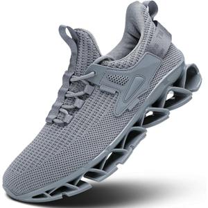 Mens Walking Shoes Running Slip on Tennis Casual Fashion Blade Sneakers Comfort Workout Sport Athletic Trainers (7, Grey)