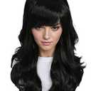 Linfairy Long Wavy Black Wig Big Bouffant Beehive Wigs for Women fits 50s 80s Costume