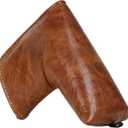 Craftsman Golf Premium Leather Brown Blade Mallet Putter Cover Driver Fairway Wood Headcover Cover Magnetic Closure