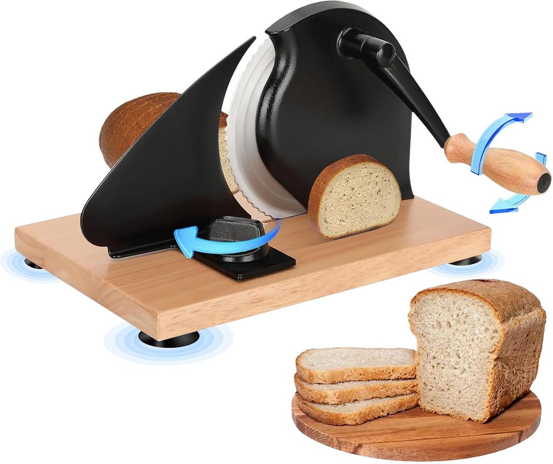 Manual Bread Slicer for Homemade Sourdough Bread,Classic Manual Bread Slicer,Suitable For Kitchens And Supermarkets, Stainless Steel Blades, Thickness Adjustable (black)