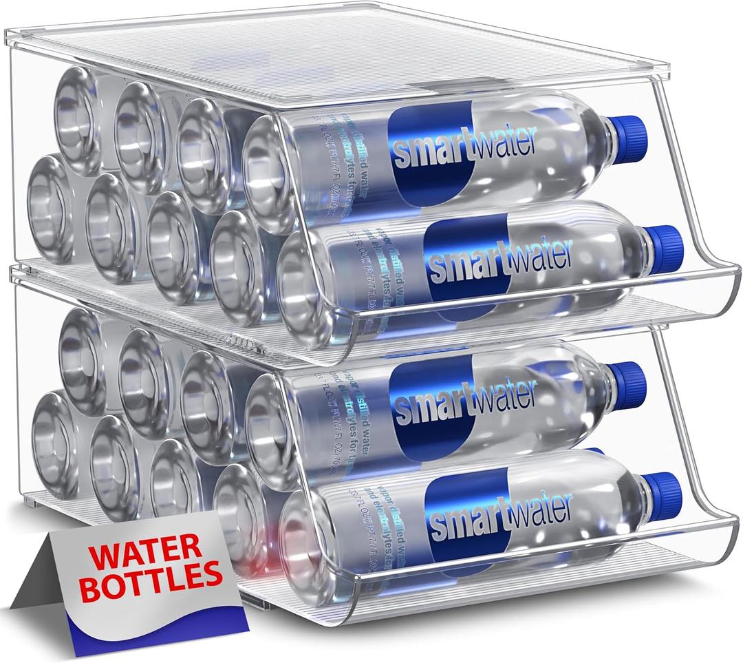 Sorbus Water Bottle Organizer for Refrigerator - Can and Bottle Holder Drink Dispenser for Fridge - Water Bottle Organizer with Lids for Fridge, Pantry, Kitchen Organization and Storage (Set of 2)