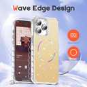 Compatible with iPhone 14 Pro Max Case Magnetic Glitter iPhone 14 Pro Max Phone Case 6.7" with Curly Wavy Frame Design [Bling & Cute][Compatible with Mag-Safe],Gold