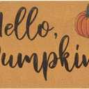 IZUS Hello-Pumpkin Welcome-Doormats - Non-Slip Coir Entrance-Mat Fall-Harvest-Festival Front-Door-Mat Porch-Rugs Home-Decor 17x29inches