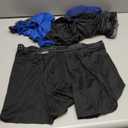 Hanes Men's Value Performance Stretch Boxer Brief Underwear, Moisture-Wicking, 3-Pack (Black/Blue/Grey)