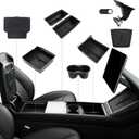 10PCS Center Console Organizer Tray for 2025 2026 Tesla Model Y Juniper Accessories, Under Seat Storage Armrest Hidden Storage Box Cup Holder Charger Pad for Tesla Model Y Juniper