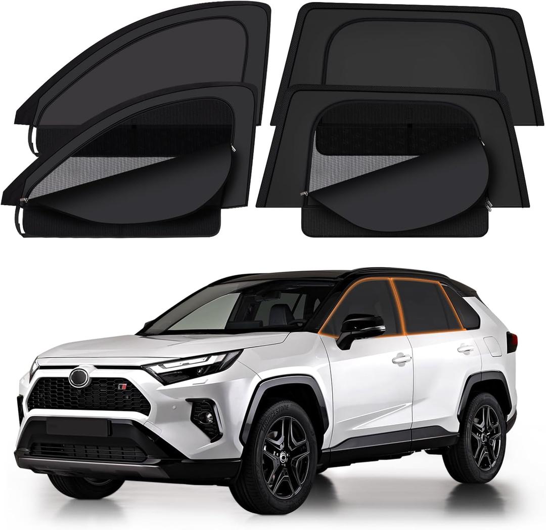 XCBYT 2019-Present RAV4 Sunshade Dual Purpose Car Window Covers with Breathable Mesh Insulate Heat 99% Sun UV Blackout Keeps Cool Privacy Curtains for Breastfeeding, Napping, Dressing, Camping