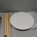 Apicizon Round Side Table, White Bedside Table Coffee End Table for Bedroom, Living Room, Small Spaces, Easy Assembly Nightstands with Natural Wood Legs, 16.5 x 20.5 Inches