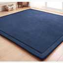 V-Mix Handmade Weaving Plush Foam Play Mat for Baby, Toddler & Children - Yoga & Exercise Mat, Cushy-Soft & Thick, Hypoallergenic, Non-Toxic, Reversible, Deep Blue, 3'11" x 6'7" (Rectangular)