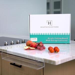 Acrylic Cutting Board with Counter Lip, Waste container, Clear Cutting Boards for Kitchen Counter Non Slip, 18 x13 Inch, Clear, Large Cutting Board for Countertop, Apartment Essentials Kitchen Gifts