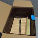 Brown Plastic Storage Baskets - Pack of 8 with Labels Stackable Durable Storage Bins, Storage Containers for Organizing Desktops, Closets, Playrooms, Classrooms, Offices