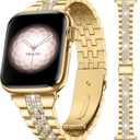 Missair Bling Bands Compatible With Apple Watch Band 38mm 40mm 41mm 42mm 44mm 45mm 46mm 49mm Women, Upgraded Buckle Replacement Bracelet Metal Strap for iWatch Series 11 10 9 8 7 6 5 4 3 SE Ultra (Gold)