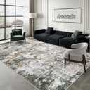 8x10 Area Rugs, Modern Abstract Washable Rug for Living Room, Stain Resistant Non-Shedding Distressed Area Rug with Non Slip Backing for Bedroom (Brown/Grey, 8'x10')