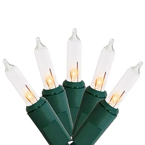 MULTI-SPARKING Christmas Lights 5Ft 10 Counts Classic Clear Incandescent Mini String Lights Green Wire Warm White for Indoor and Outdoor Christmas Decorations, Non-Connectable