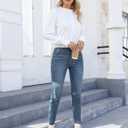 Blooming Jelly Womens Dressy Casual Tops Long Sleeve Shirts Mock Neck Business Work Blouse Fall Clothes 2023 (White, S)