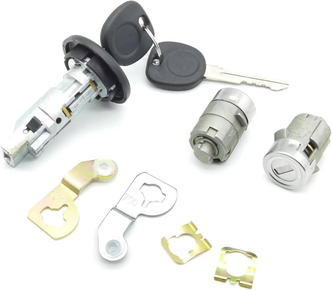 Ignition Switch Lock Cylinder & Pair Front Door Lock Cylinders for 2003-2006 Chevy Silverado Suburban GMC Sierra Yukon Cadillac Escalade,Replace OE# 7012945,707835,706592,598007