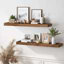 36x8x1.6 inch Floating Shelves Set of 2 Solid Wood Rustic Brown Wall Mounted Shelf for Kitchen, Bathroom, Living Room
