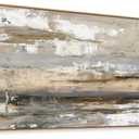 HUADAOART Abstract Wall Art Canvas Print Neutral Tones Beige Gray and Brown Framed Landscape Painting 40 x 20 in Artwork for Living Room Bedroom Wall Decor Ready to Hang for Office Dining Room