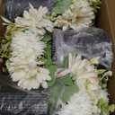 Party Table Centerpieces - Set of 6 Pre-Made Daisy Floral Arrangements with Black Metal Vase for Birthday, Baby Shower, Events Celebration Decorations - Ivory White & Rose Gold
