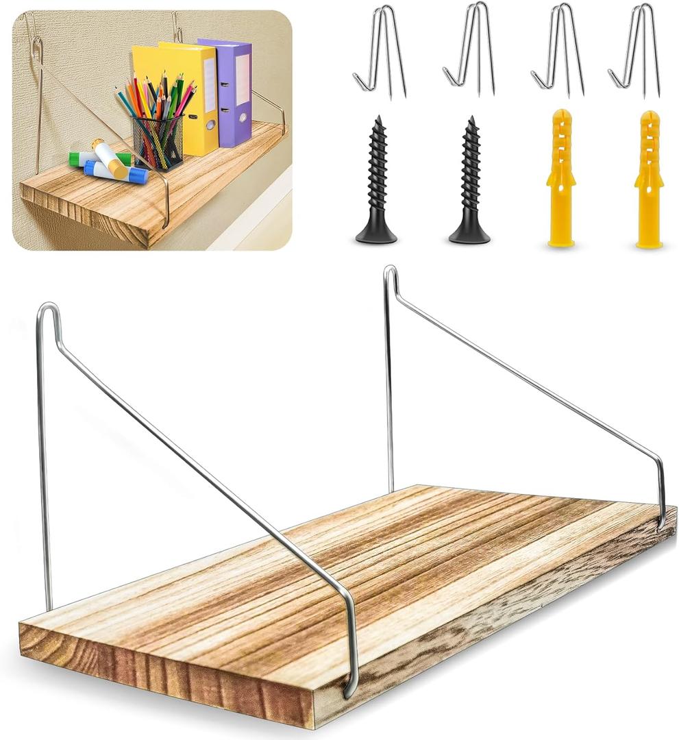 Fabric Wall Cubicle Shelf with Hooks,Floating Shelves Wall Mounted for Work Decor, 11.8'Wood Storage Display Shelf for Bedroom Office, no Drill Shelf