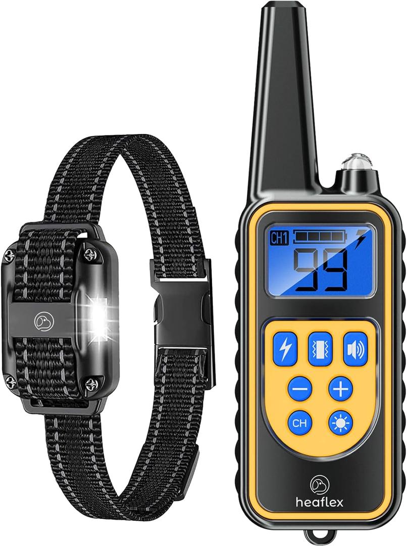 Dog Training Collar with Remote, 3300ft Remote Dog Shock Collar, IPX7 Waterproof Rechargeable E-Collar, 4 Training Modes (Night LED LightBeep, Vibration, Shock) for Small Medium Large Dogs
