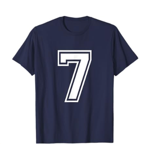 Number 7 Varsity Sports Team Jersey 7th Birthday 7 Years T-Shirt Size Small, Navy Blue