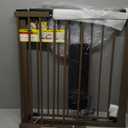 Cumbor 29.7-48" Baby Gate for Stairs, Mom's Choice Awards Winner-Dog Gate for Doorways, Auto Close Safety Pet Gate for Dogs Indoor, Easy Install Pressure Mounted Child Gate with Walk Thru Door, Brown
