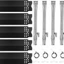 Set of 5 Grill Heat Plates and 5 Burner Tubes with Igniter Electrode Replacement Parts for Nexgrill 5 Burner 720-0888 720-0888N 720-0882S Grill Replacement Parts for Nexgrill Gas Series