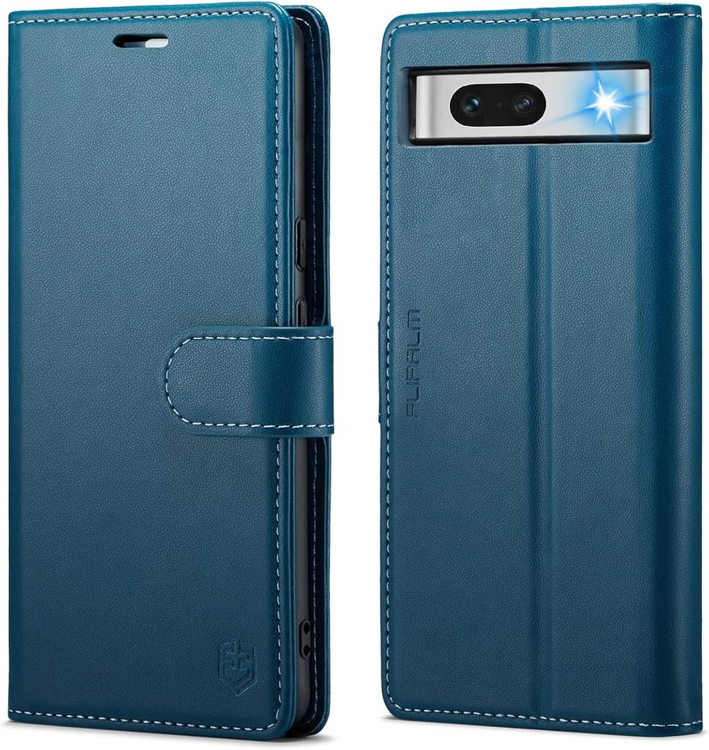 Wallet Case for Google Pixel 8a, RFID Blocking Credit Card Holder, PU Leather Folio Flip Kickstand Protective Shockproof Cover for Pixel 8a (Blue)
