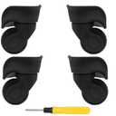 2 Pair Replacement Wheels for Luggage 360 Swivel Suitcase Casters Black (W041)